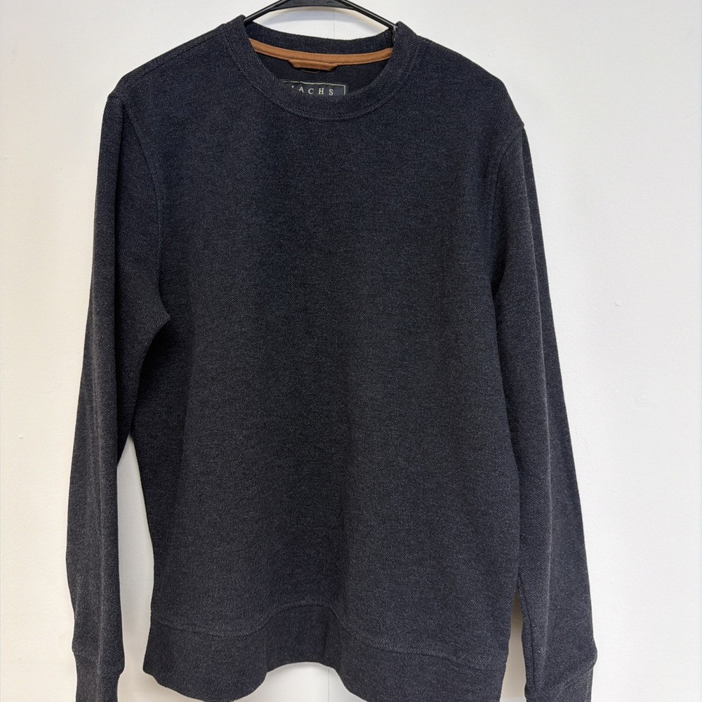 Jachs NY Mens Medium Black Dark Gray Wool Blend Crewneck Sweatshirt N No Tag